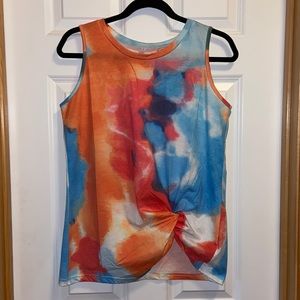 Tie Dye Twist Knot Sleeveless Tank